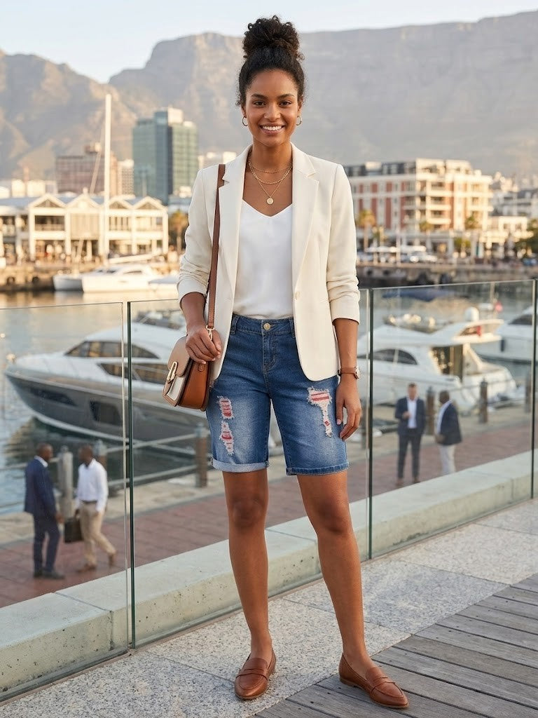 Inwear Distressed Denim Bermuda Shorts – Size 36