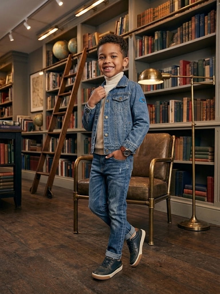 Edgars Boys' Denim Patch Jacket - Size 5-6 Years