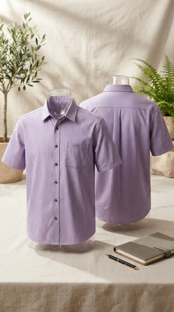Pre-Loved Jeep Men's Striped Button-Down Shirt - 100% Cotton, Size M