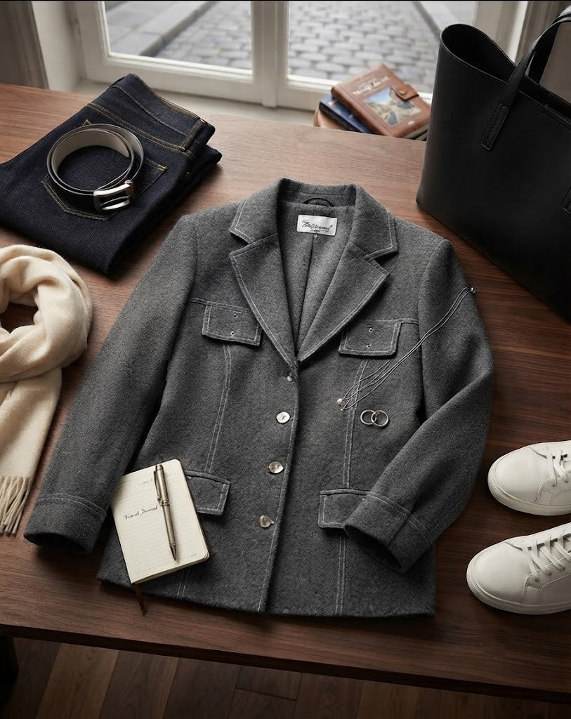 The Platinum Label Pre-Loved Grey Blazer - Size 36