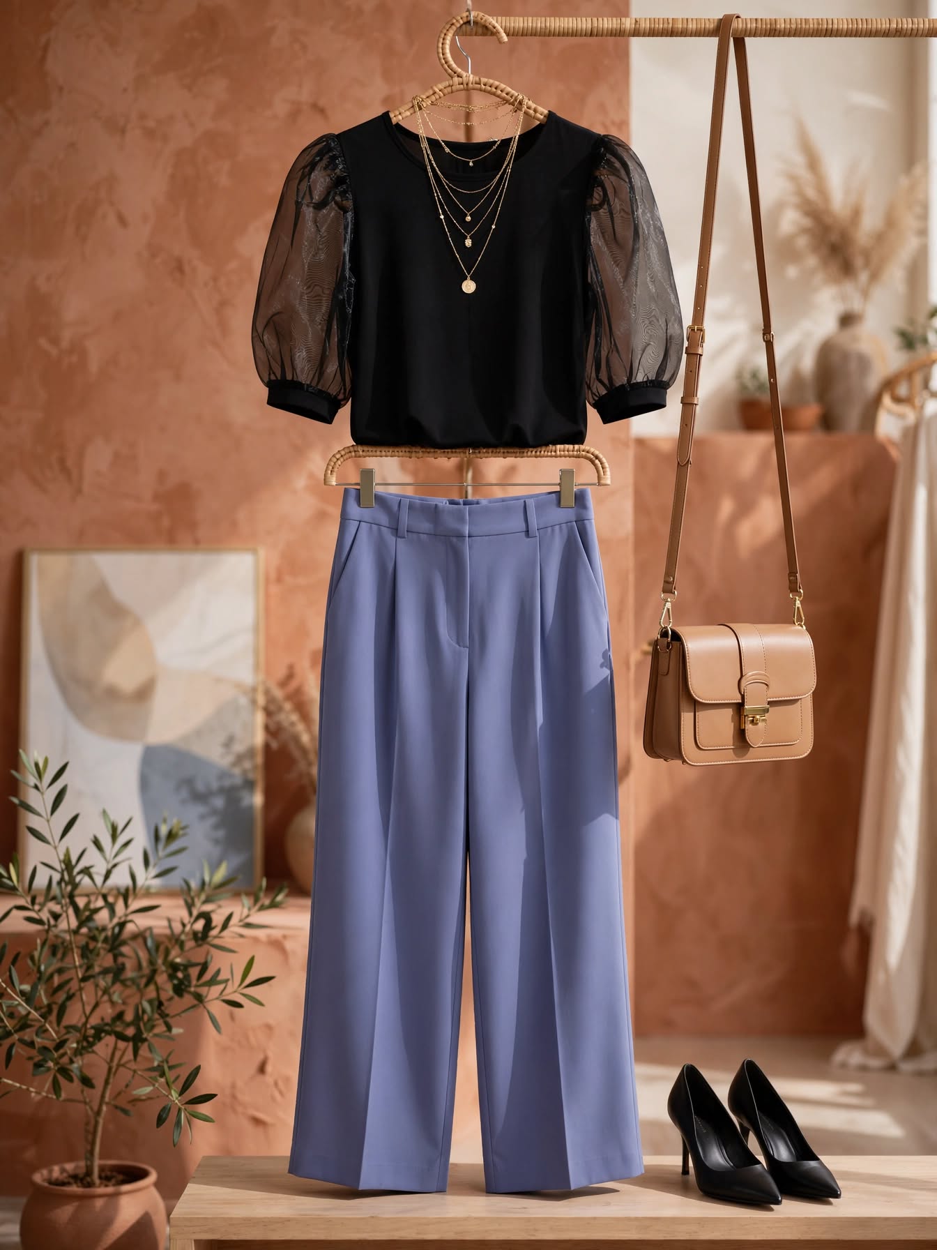 Contempo Black Organza Puff Sleeve Blouse - Size 32