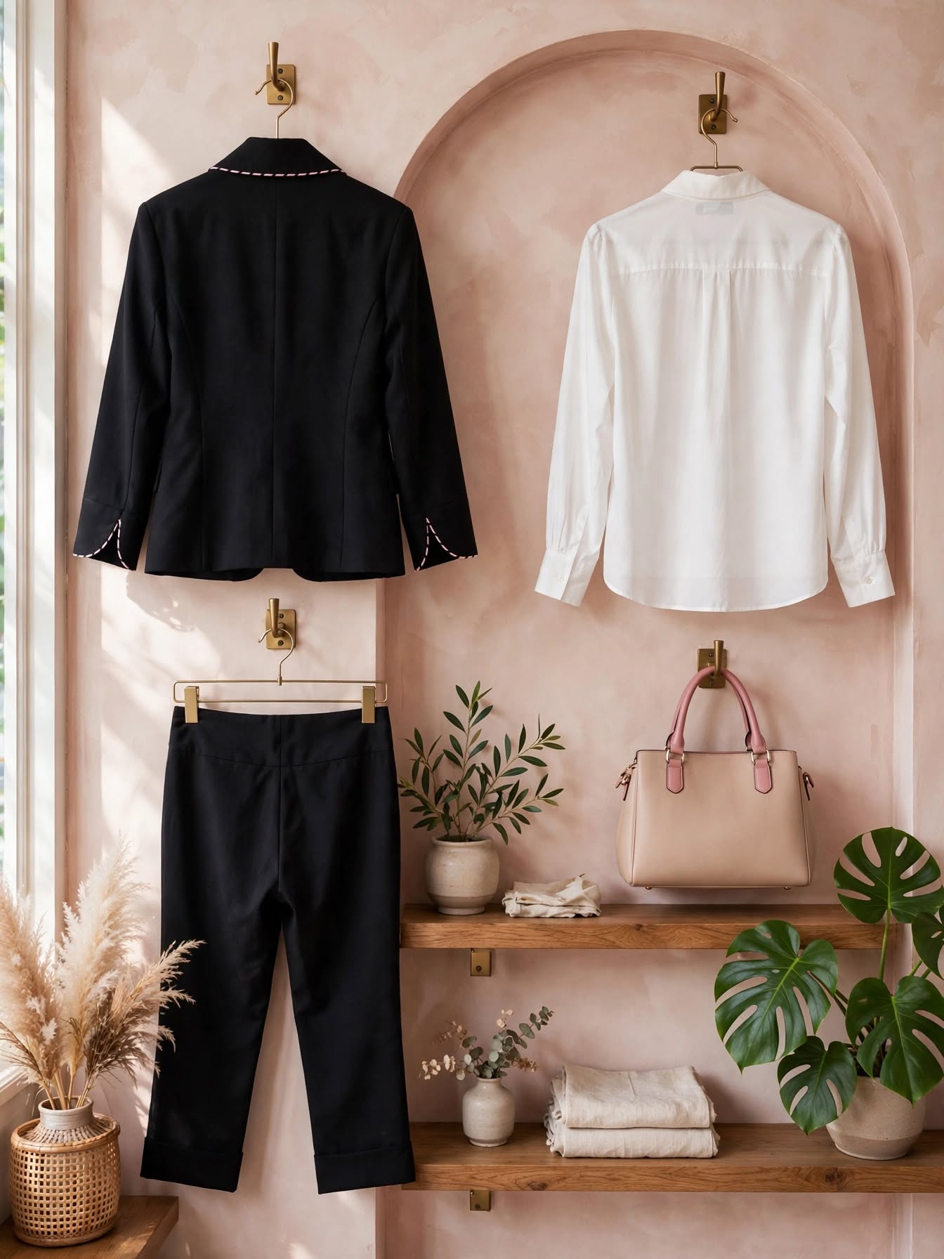 World Wide Wear Black Suit with Pink Stitching - Size 32