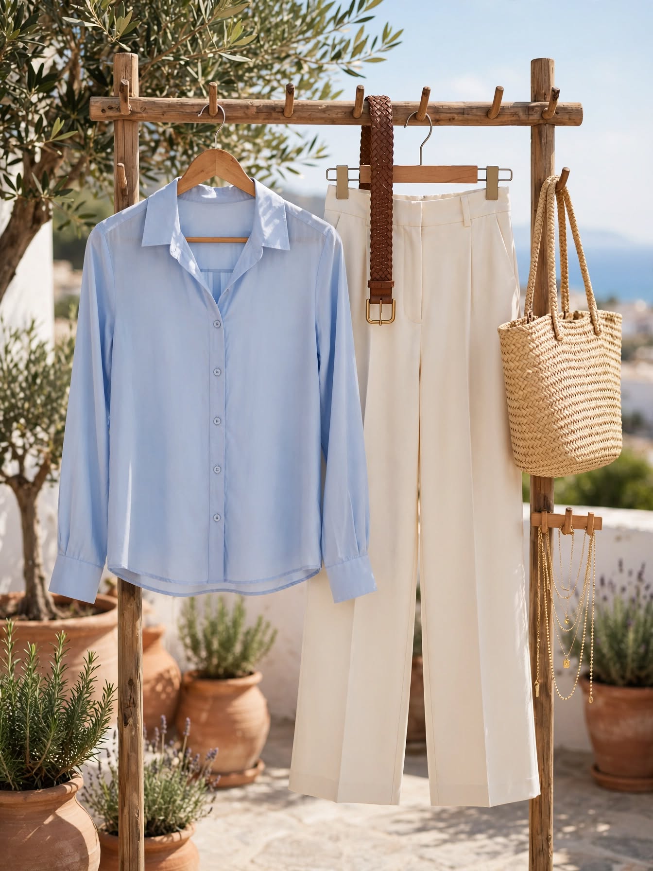 The Sky Blue Classic - Slim Fit Button-Up Blouse - Size Small