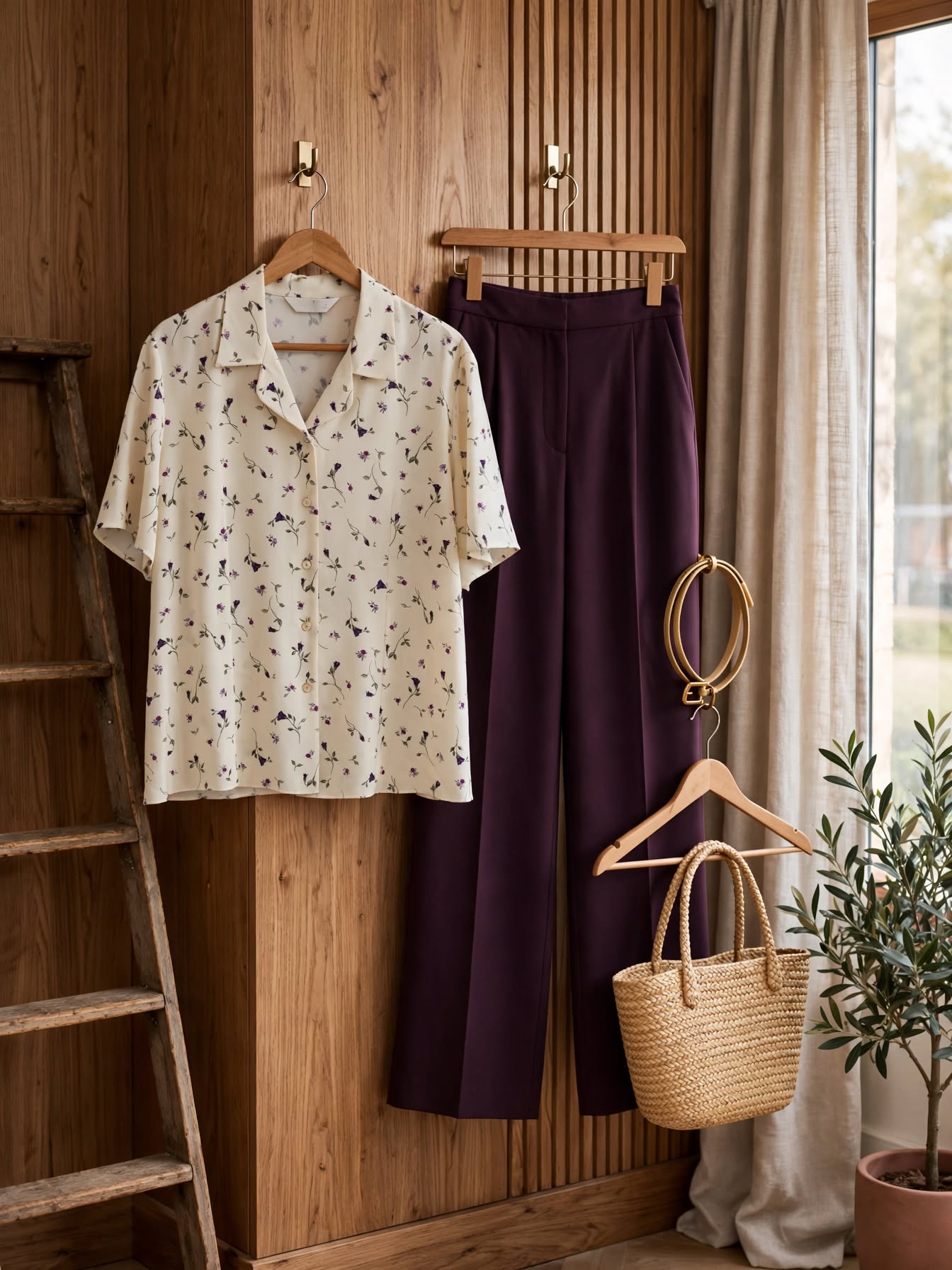 Woolworths Cream with Purple Wildflower Floral Print Blouse - Size 42