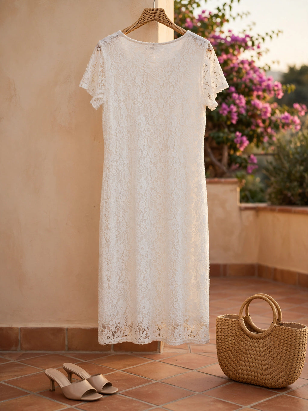 Milady's Rene Taylor Summer Wedding Guest & Occasion White Lace Dress - Size 42