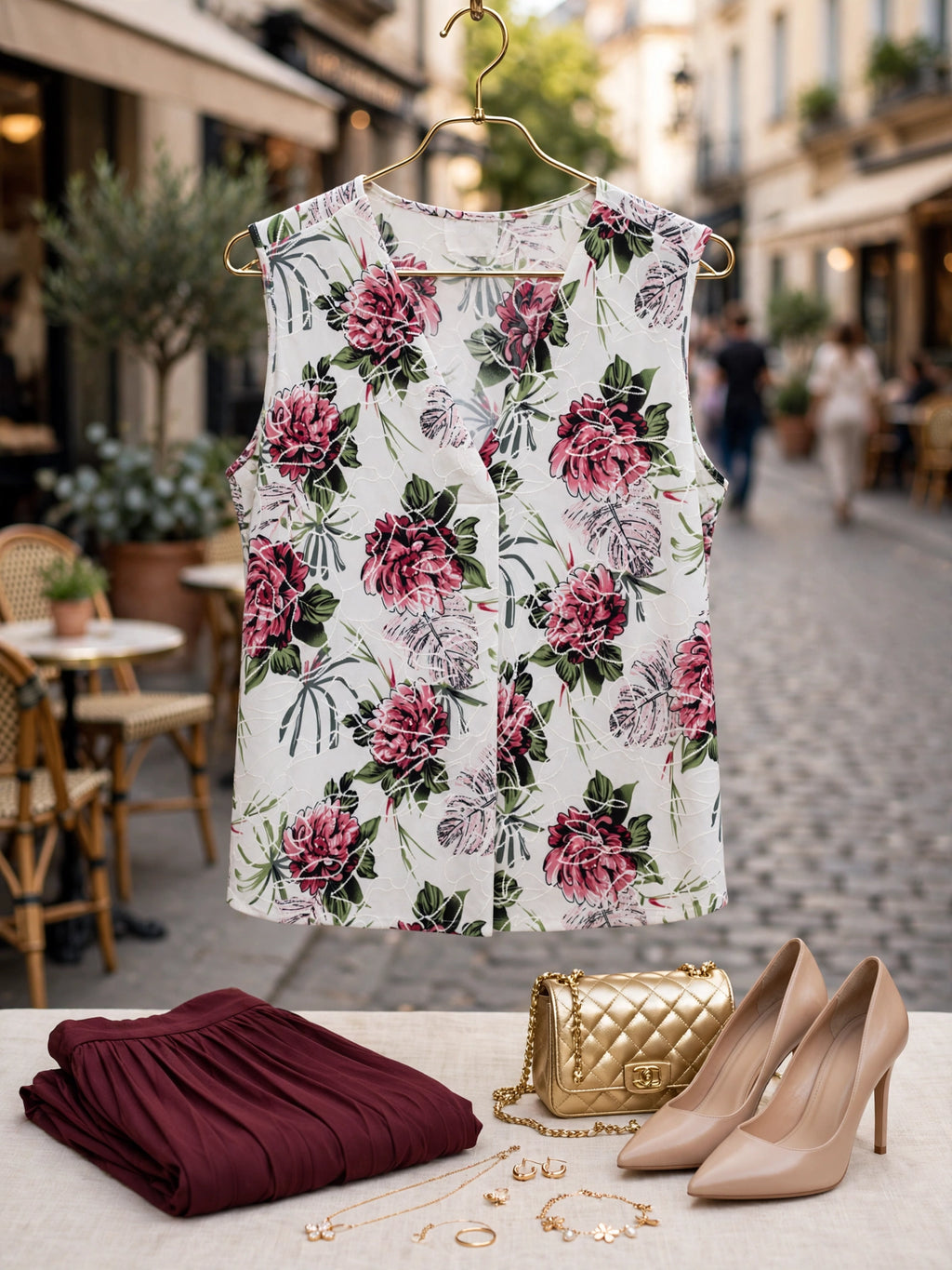 Contempo Casuals Floral Sleeveless Blouse - Size 38