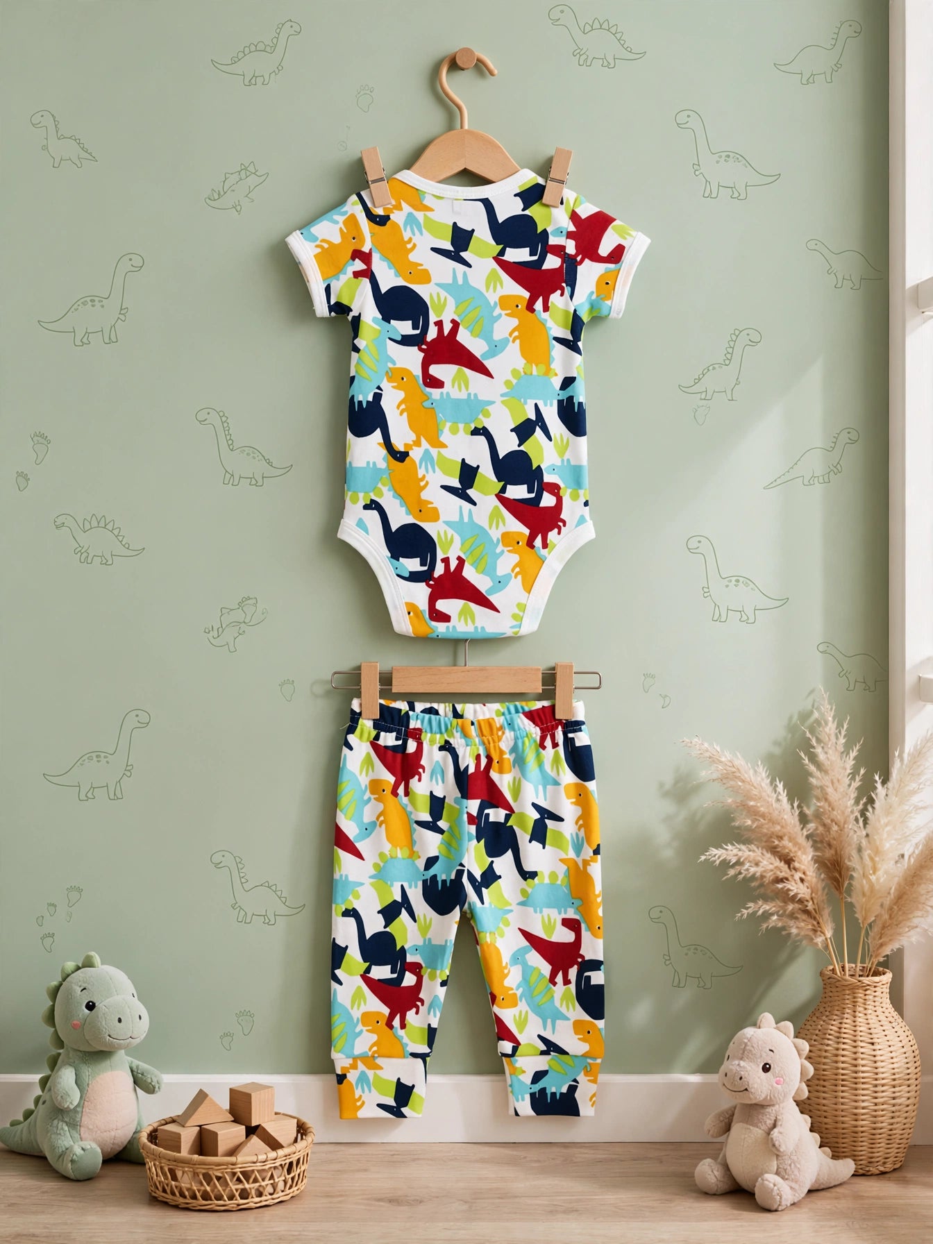 Jet Star Dinosaur Babygrow & Pants Set 100% Cotton | 3 to 6 Months