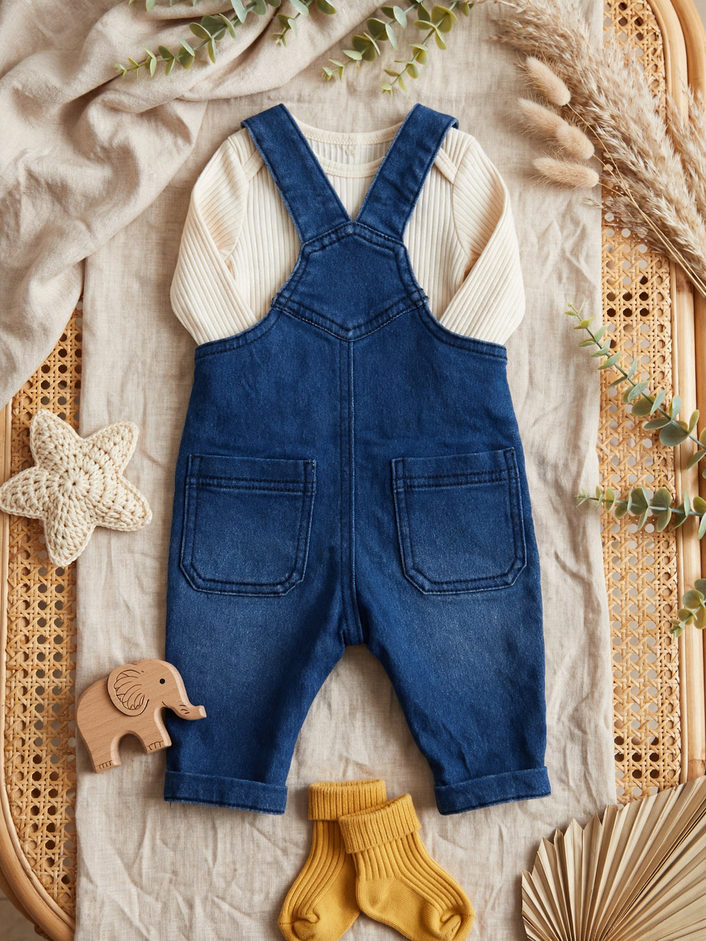 Woolies Babes Baby Denim Dungaree Overalls 0-3 Months