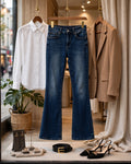 Dark Blue High-Waisted Bootcut Jeans - Size 36