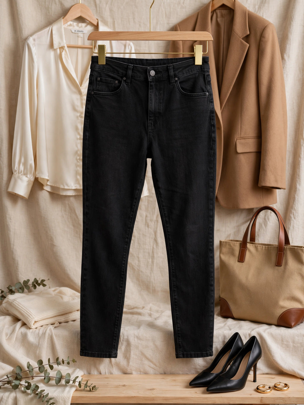 Oakridge Black High Waist Stretch Skinny Jeans - Size 38