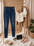 Network Dark Wash High-Waist Skinny Jeans - Size 34