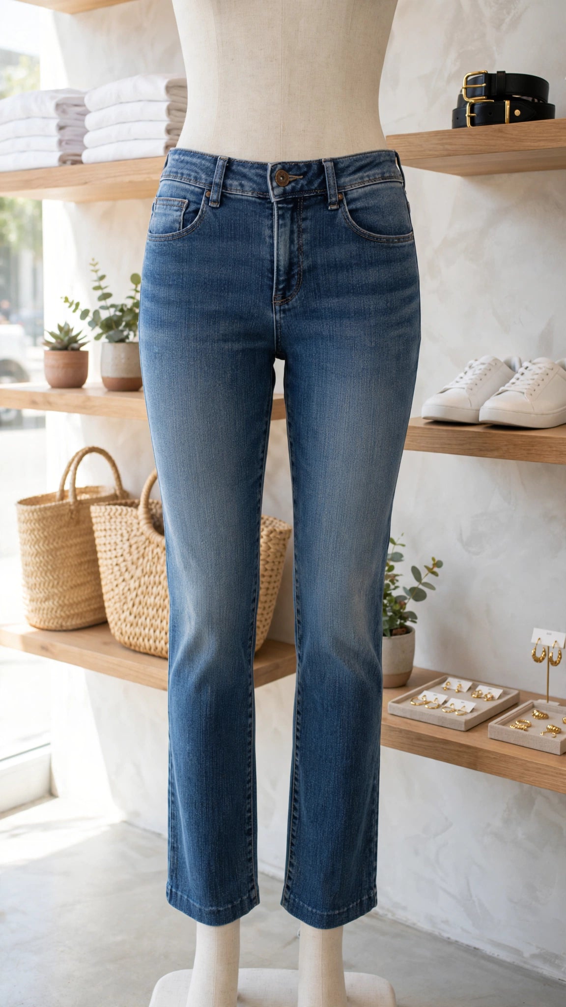 Woolworths Straight Leg Mid-Wash Jeans - Size 33