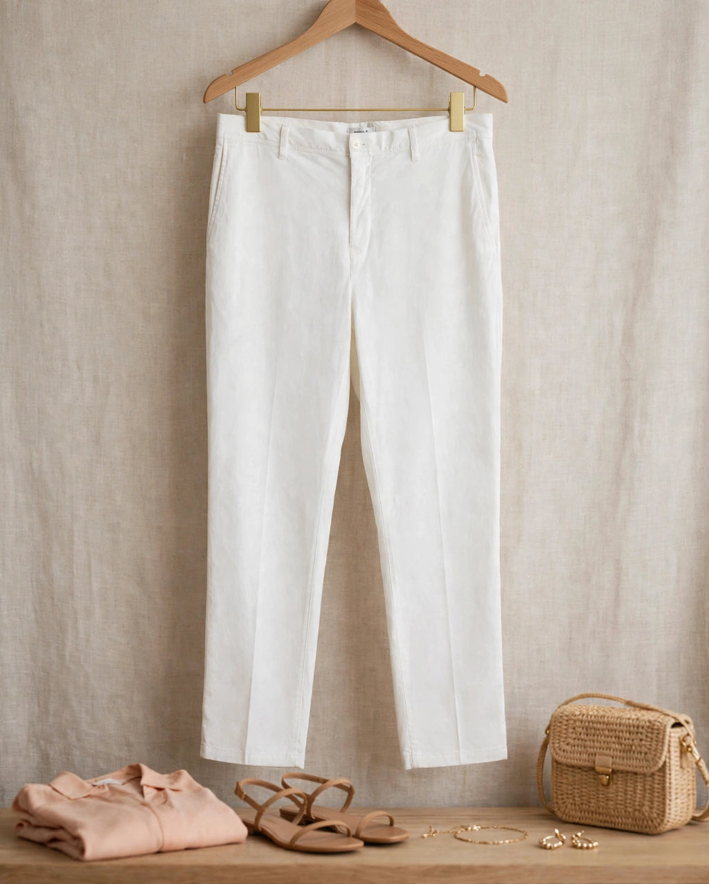 Woolworths White Straight-Leg Chinos - Size 34