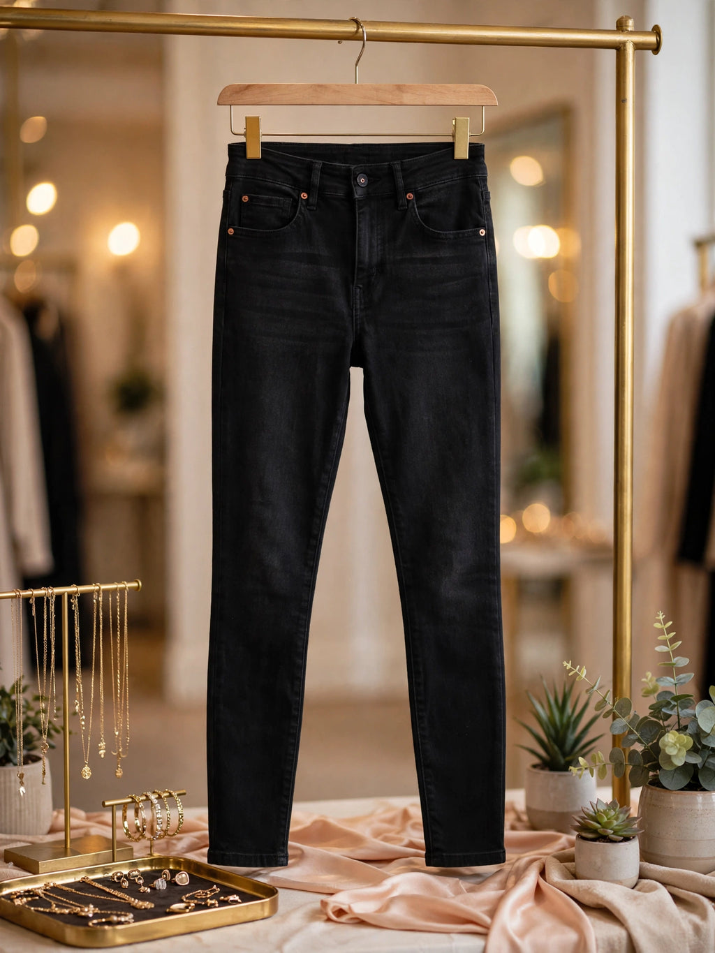 Women's Black Skinny Mid-Rise Jeans - Size 36