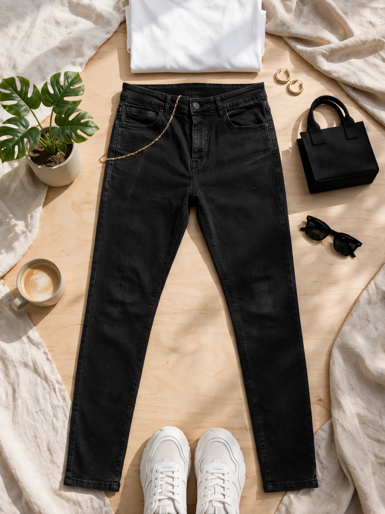 Black Skinny Stretch Relay Jeans High Waist - Size 32