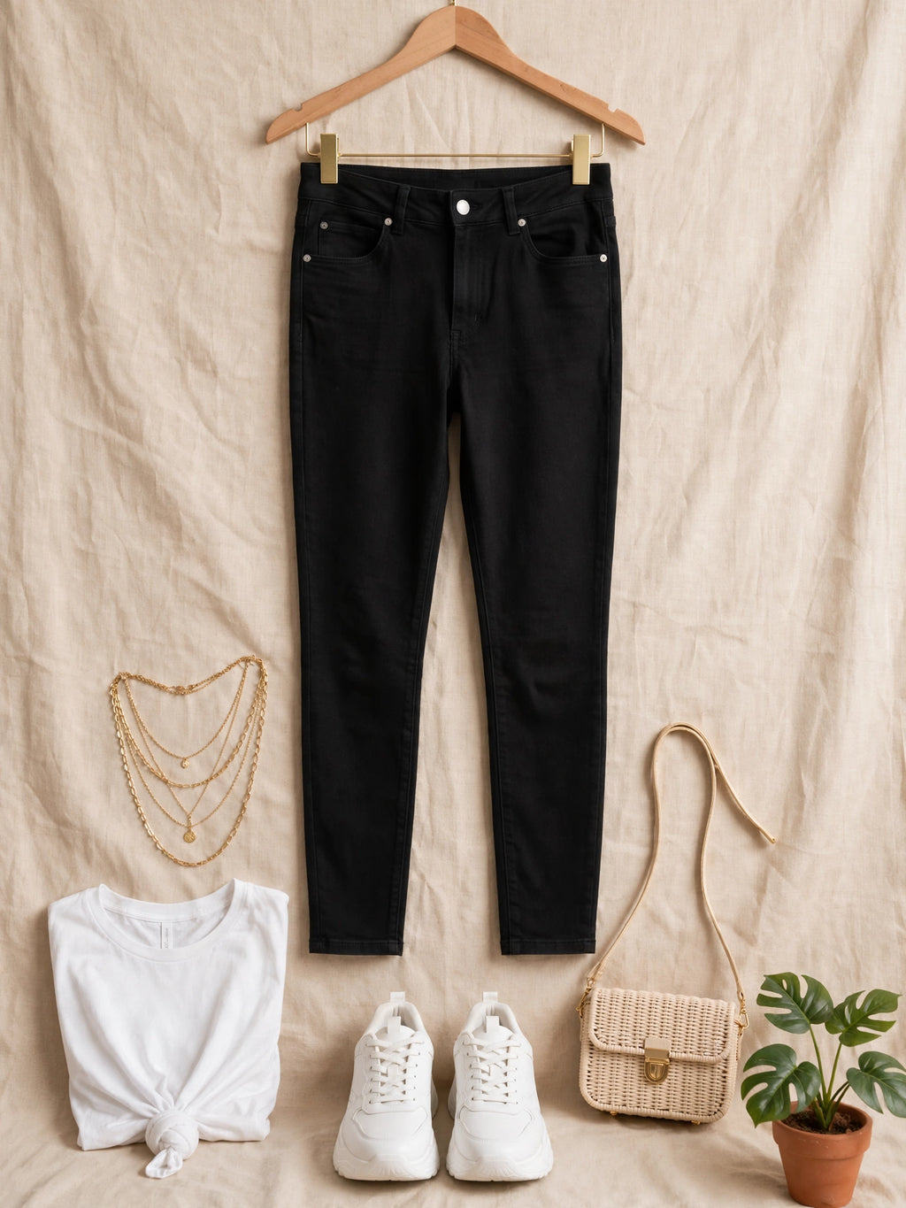 Tahari Black Classic High-Waisted Stretch Skinny Denim Jeans - Size 34