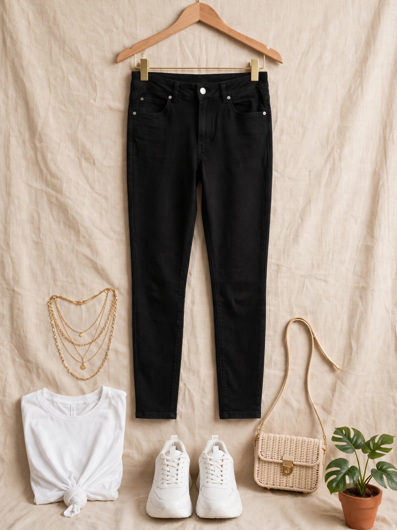 Tahari Black Classic High-Waisted Stretch Skinny Denim Jeans - Size 34