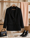 Oasis Black Pinstripe Blazer Jacket - Size 34