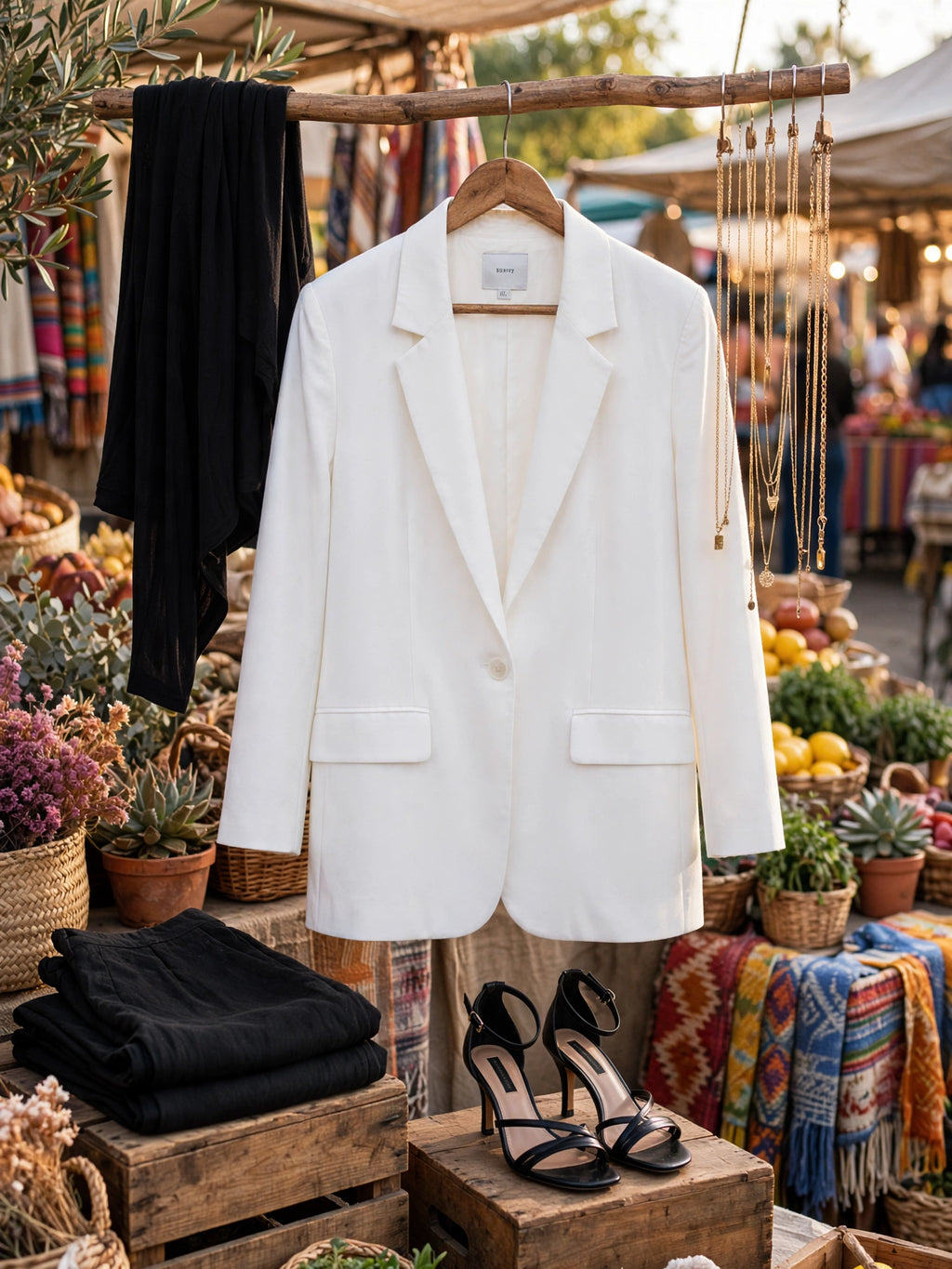 Poetry White Linen-Blend Everyday Blazer - Size 42