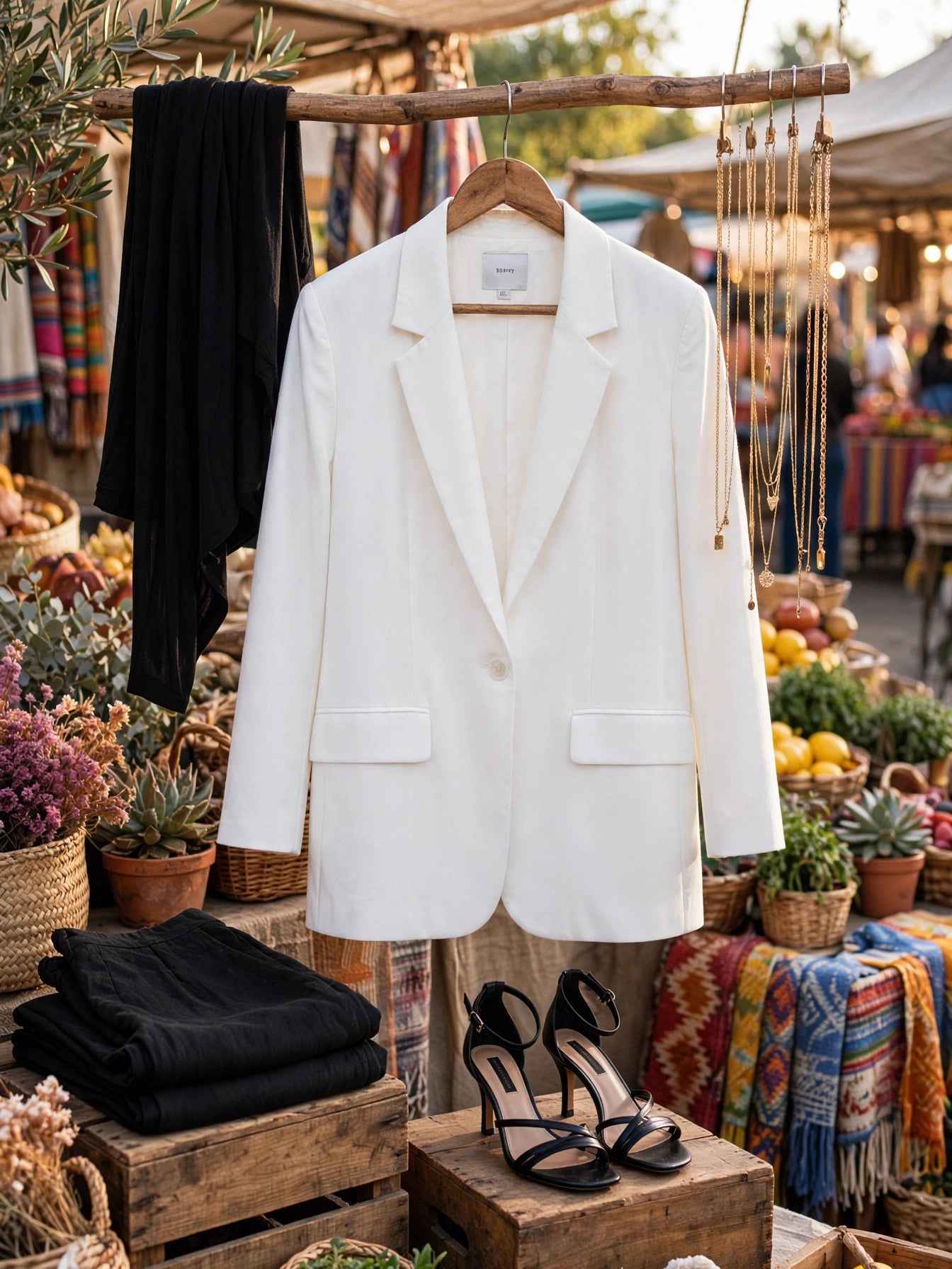 Poetry White Linen-Blend Everyday Blazer - Size 42