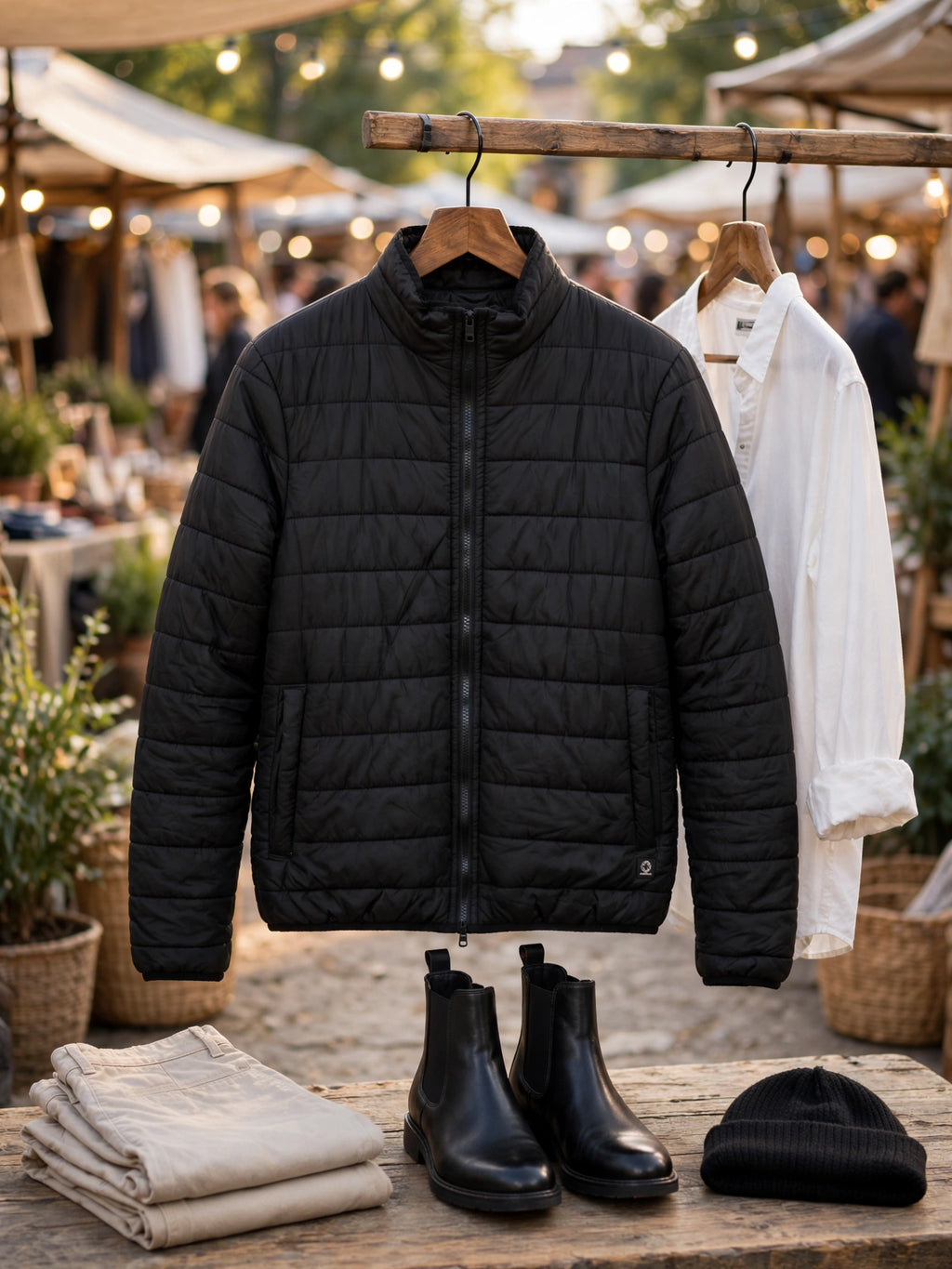 Men's Black Originals Quilted Puffer Jacket - Size Small