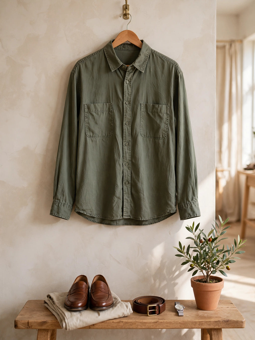 Men's Olive Long Sleeve Woolworths Shirt - 3XL