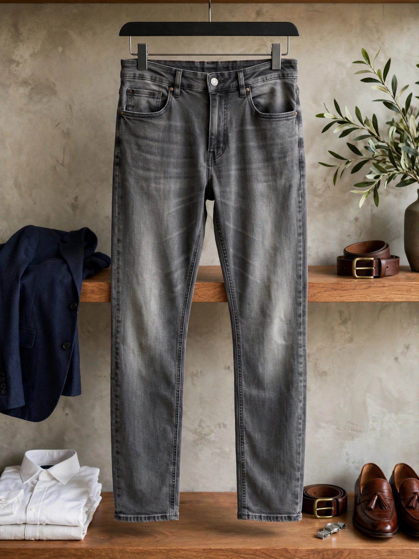 Kingsley Heath Grey Wash Slim Jeans - Size 34