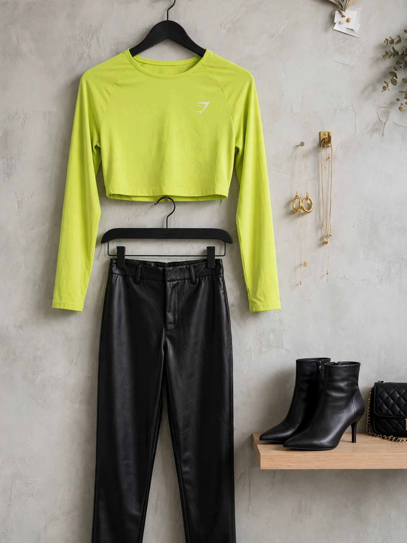Women's Gymshark Acid Lime Cropped Long Sleeve Top - Size XS