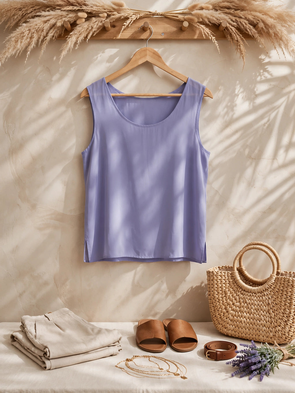 Ladies Lilac Periwinkle Sleeveless Blouse - Size 40