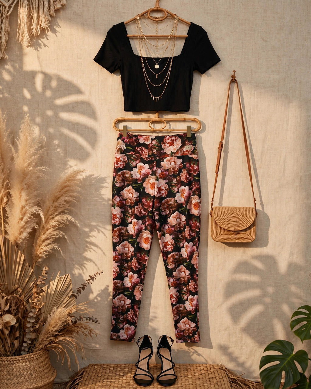 Loka Floral Peony High-Waisted Pants - Size XL