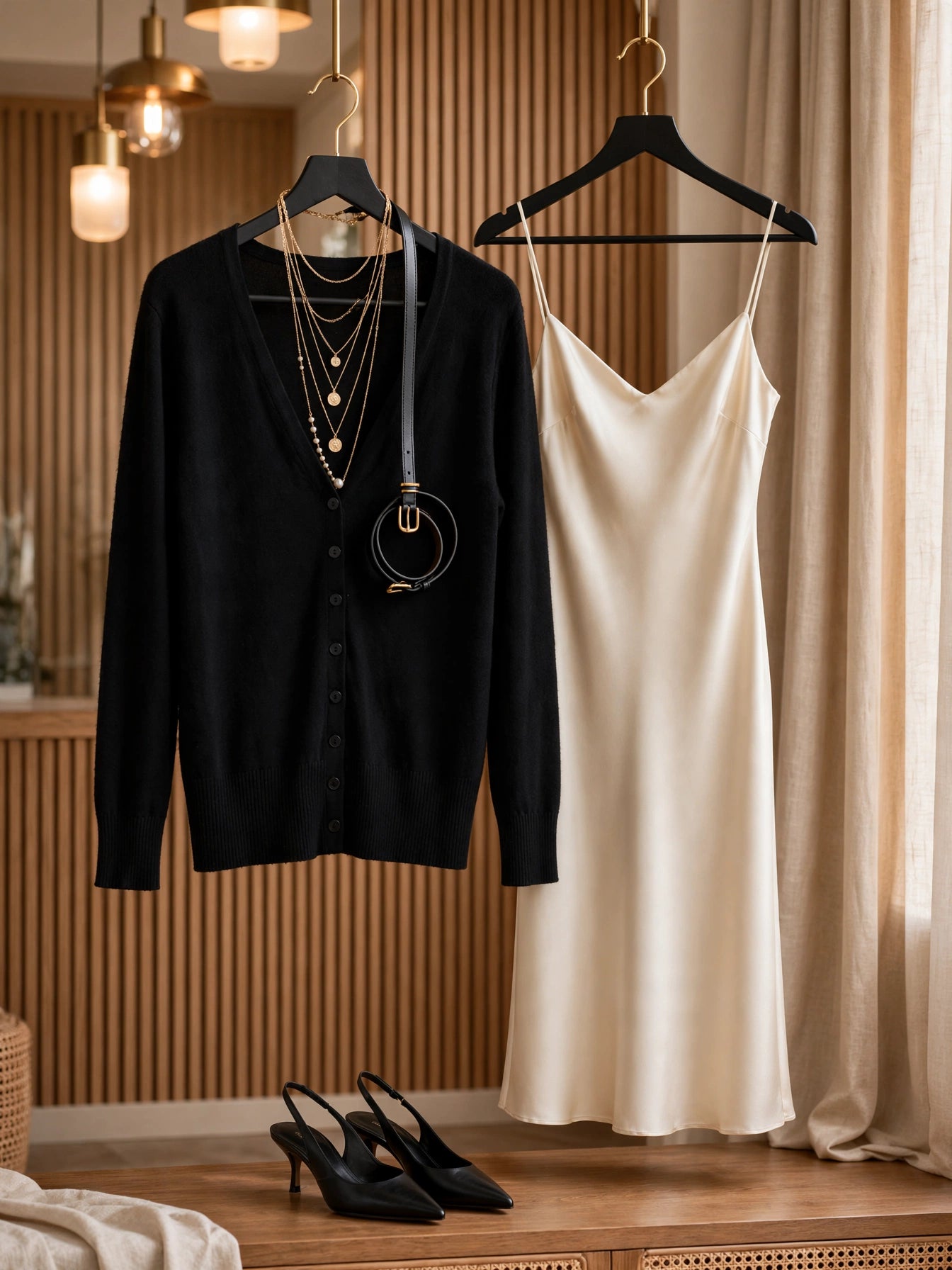 Black Classic V-Neck Button-Up Cardigan Jersey - Size Medium