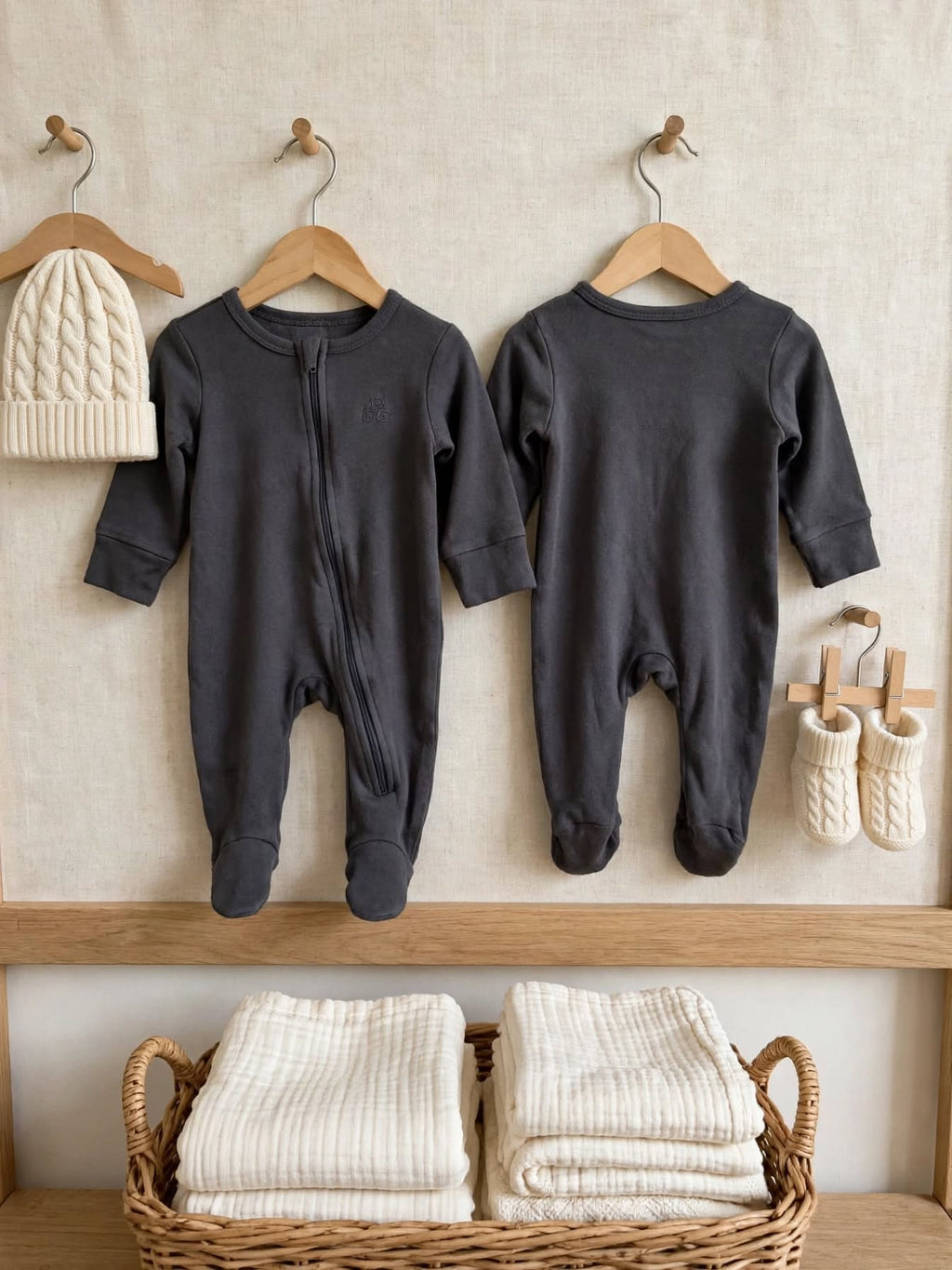 Ackermans Baby Charcoal Zip Babygrow - Size 6 to 12 Months
