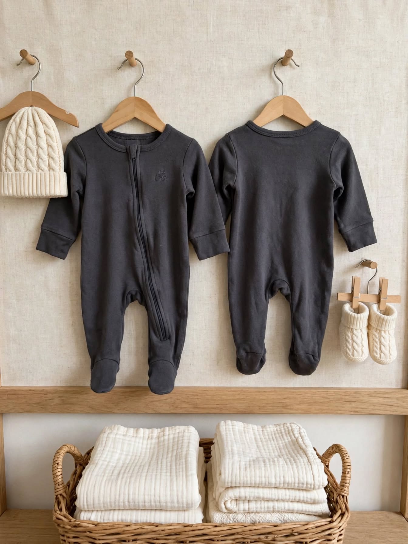 Ackermans Baby Charcoal Zip Babygrow - Size 6 to 12 Months