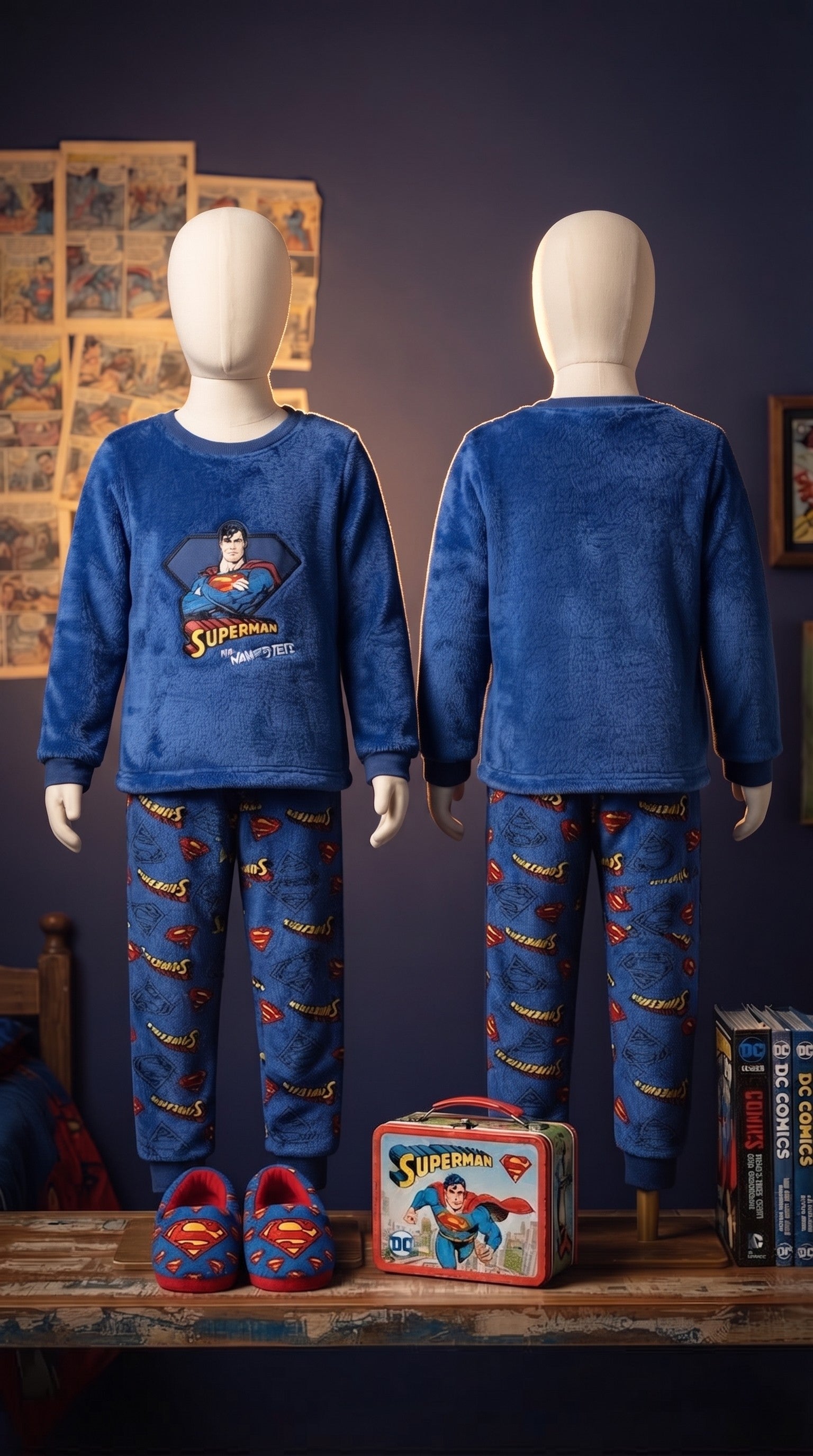 Superman Royal Blue Fleece Pajama Set - Size 4 to 5 Years