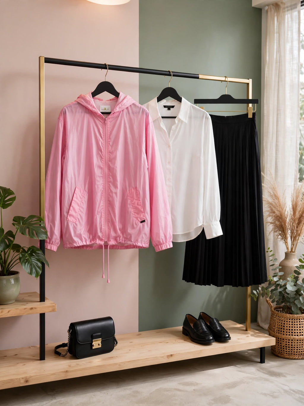 Maoniu Fashion Wear Pink Hooded Windbreaker Jacket - Size XXL