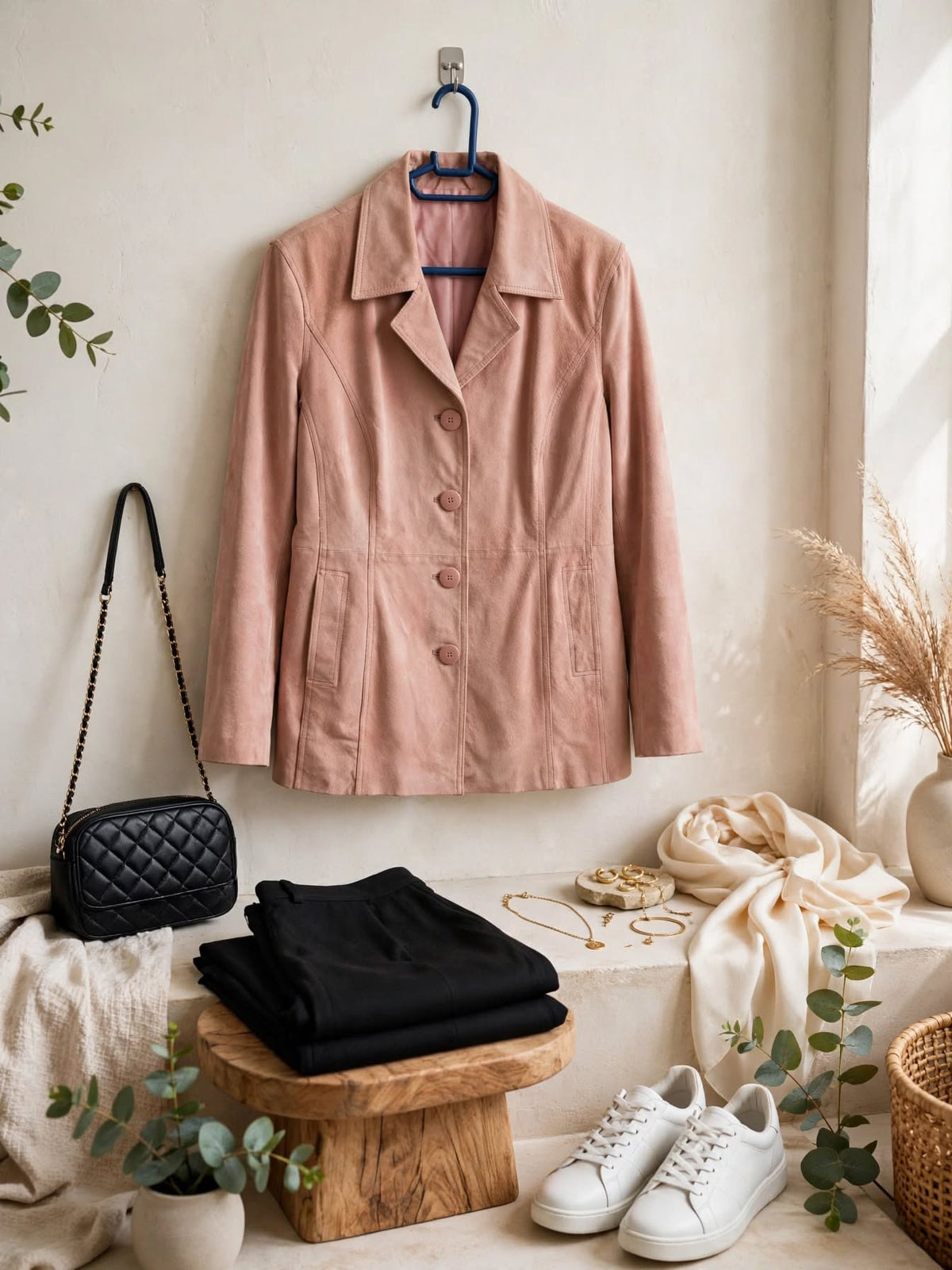 Cherokee Blush Pink Suede Blazer Jacket - Size Medium