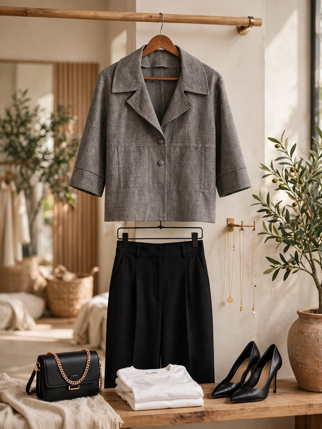 Grey Textured Cropped Blazer Jacket - Size Small