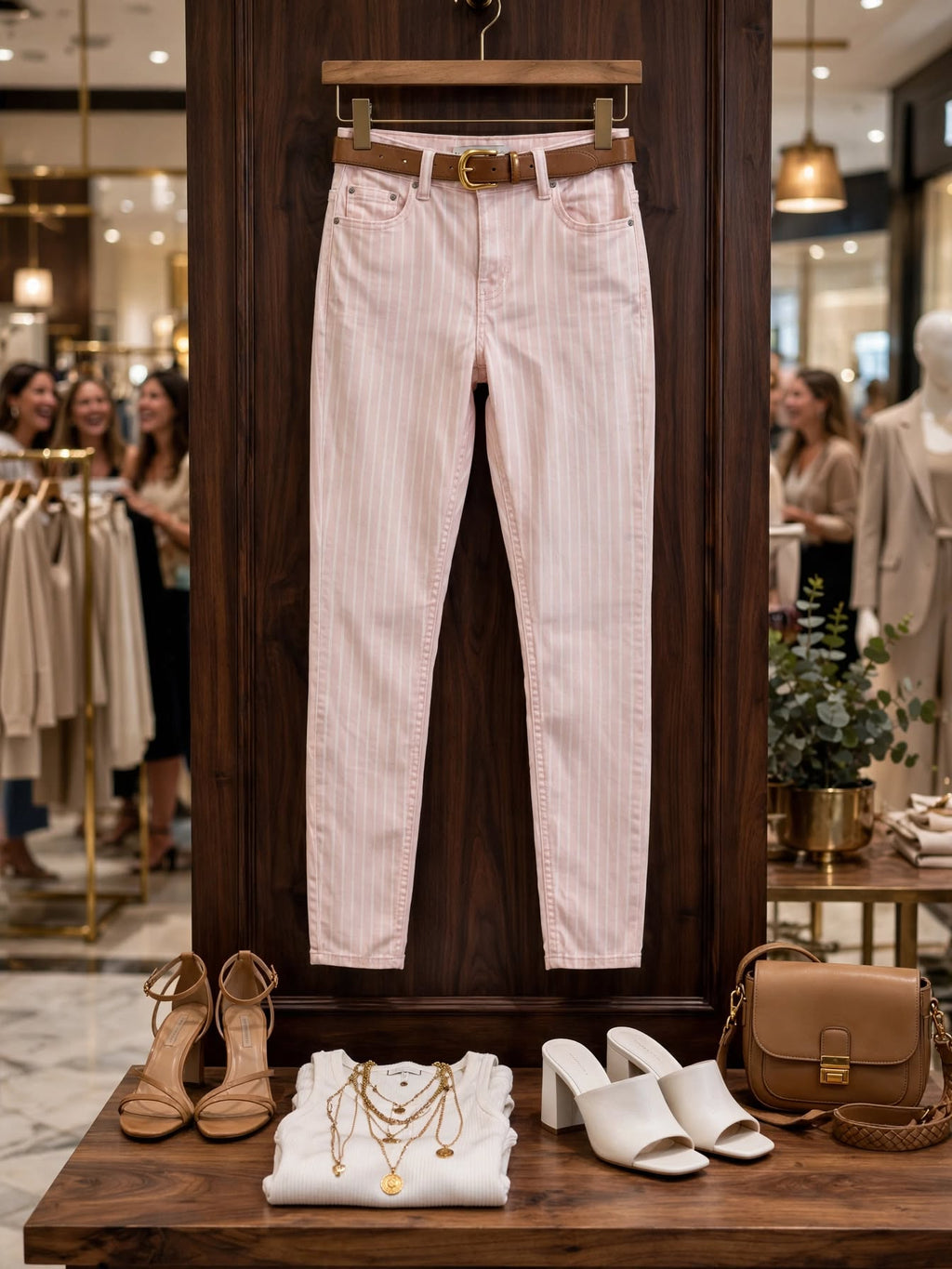 1996 DNM Blush Pink Pinstripe PR Skinny Jean - Size 32