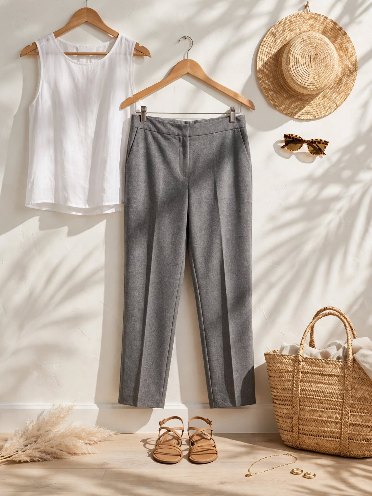 Woolworths Heather Grey Tailored Straight Leg Trousers - Size 16