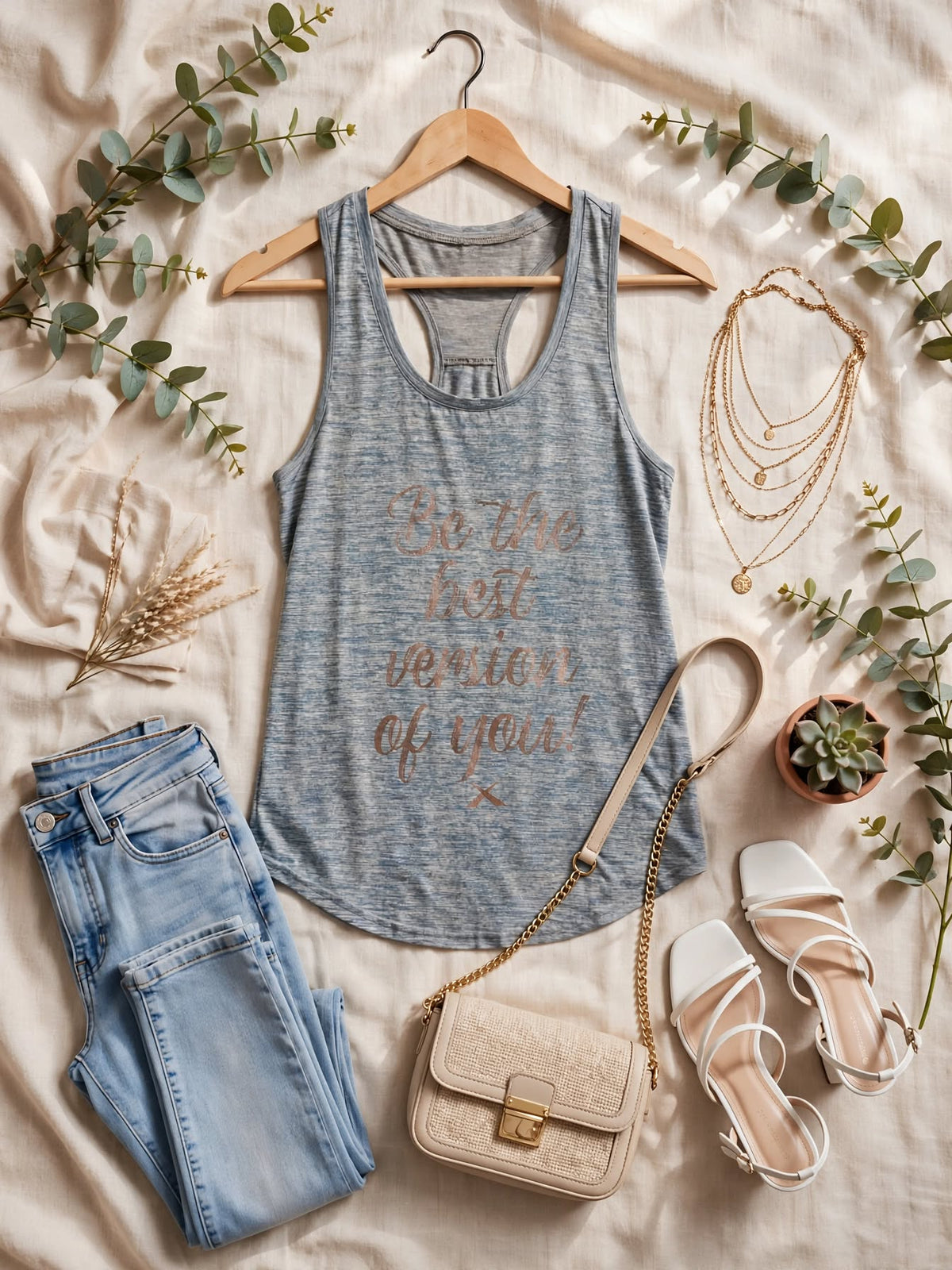 Maxed Grey & Rose Gold "Be The Best Version Of You" Racerback Vest - Size Medium