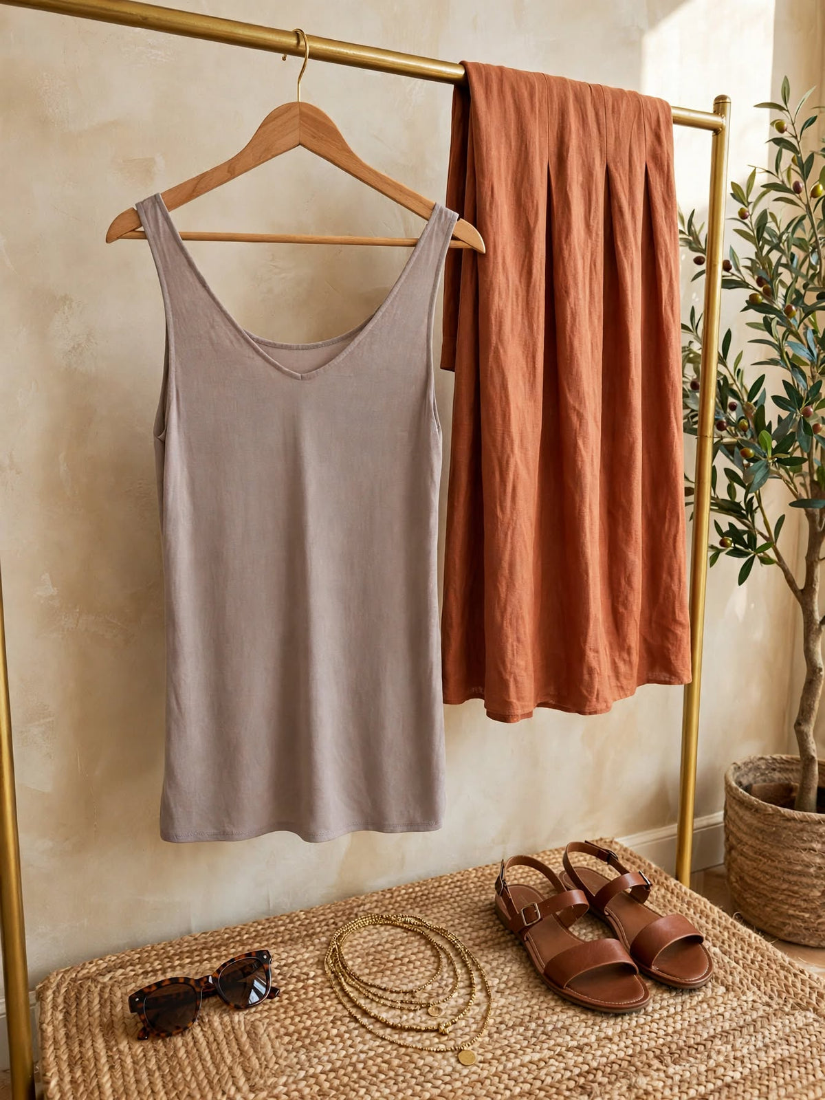 Woolworths Taupe Draped Scoop-Back Vest - Size Medium
