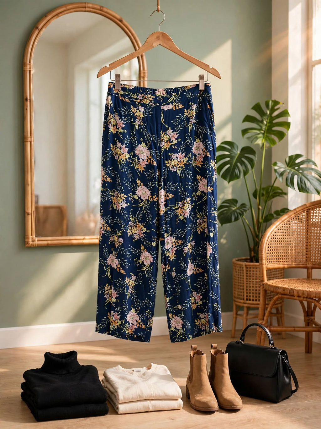 Woolworths Edition Navy Floral Wide-Leg Pants - Size 14