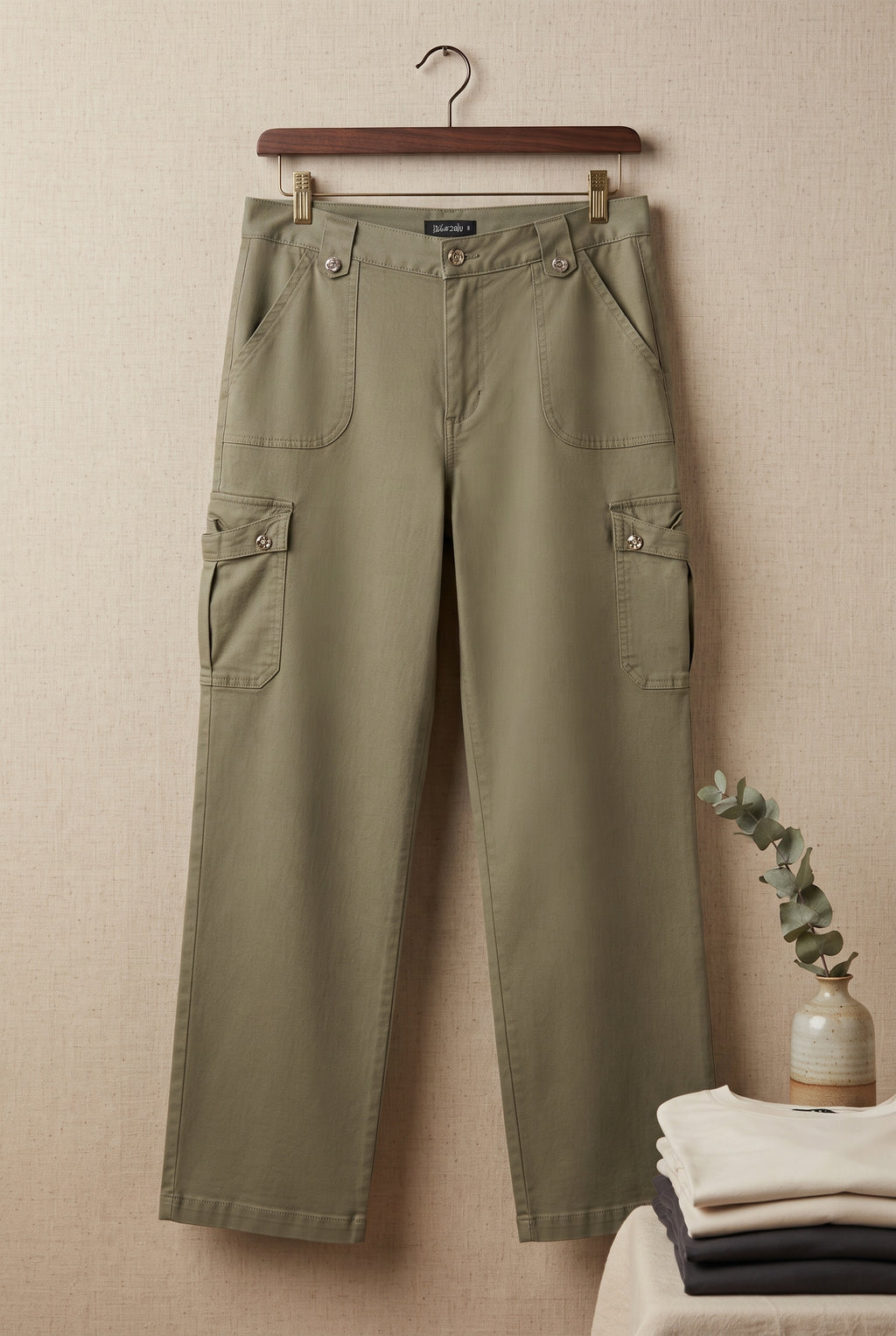Free 2BU Olive Green Cotton Cargo Pants – Size 16