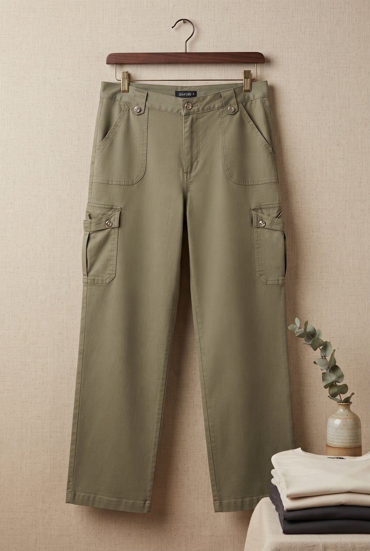 Free 2BU Olive Green Cotton Cargo Pants – Size 16