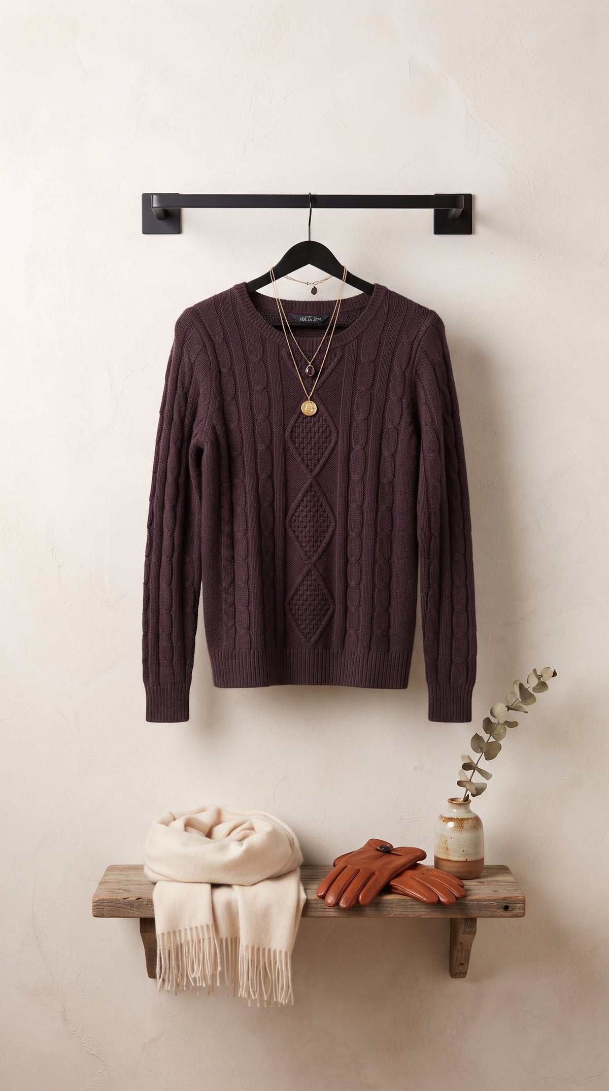 Edgars Real Clothing Women's Plum Cable-Knit Crewneck Jersey – Size XS
