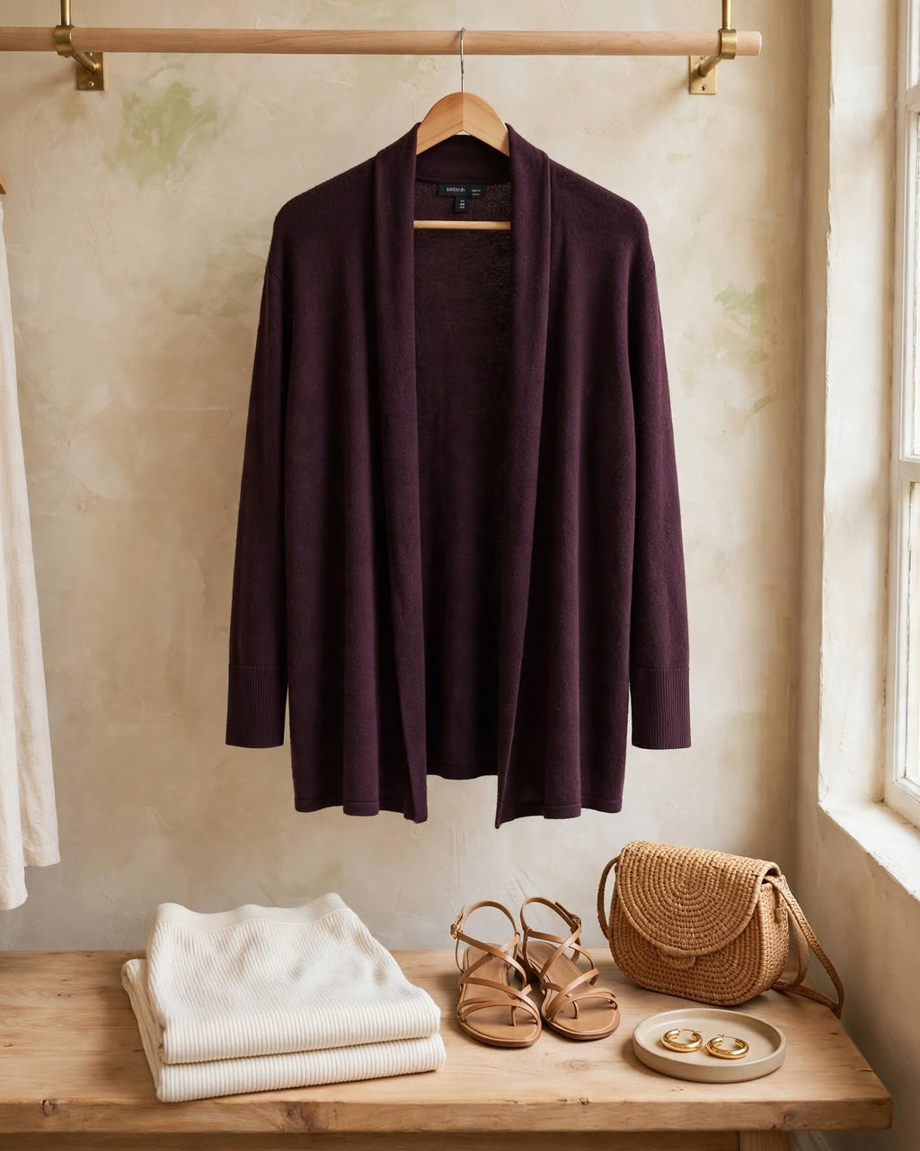 Woolworths David Jones Plum Open Drape Cardigan - Size Large