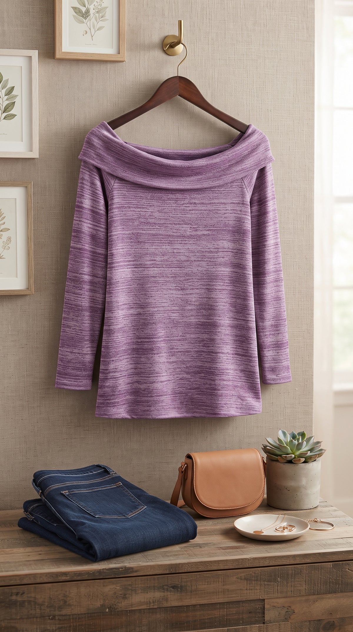 Purple Off-the-Shoulder Textured Blouse – Size Medium