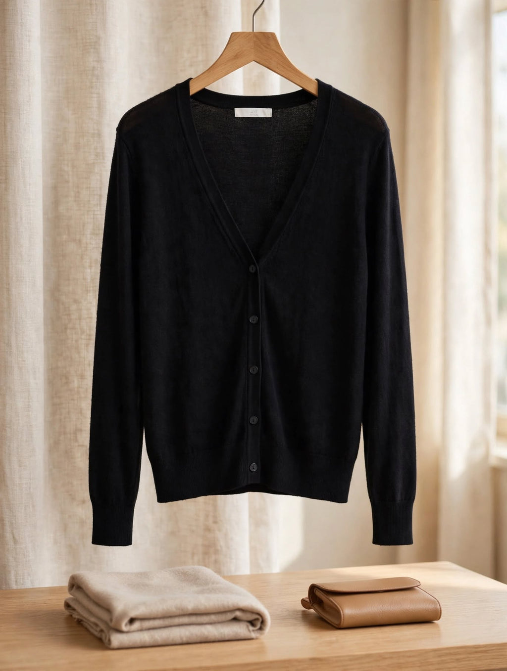 H&M Basics Black V-Neck Button Cardigan - Size Medium
