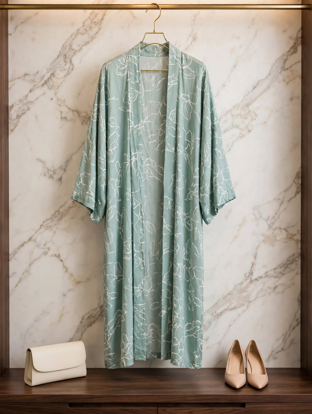 REAL Woman Long Sage Floral Kimono - Size 2XL