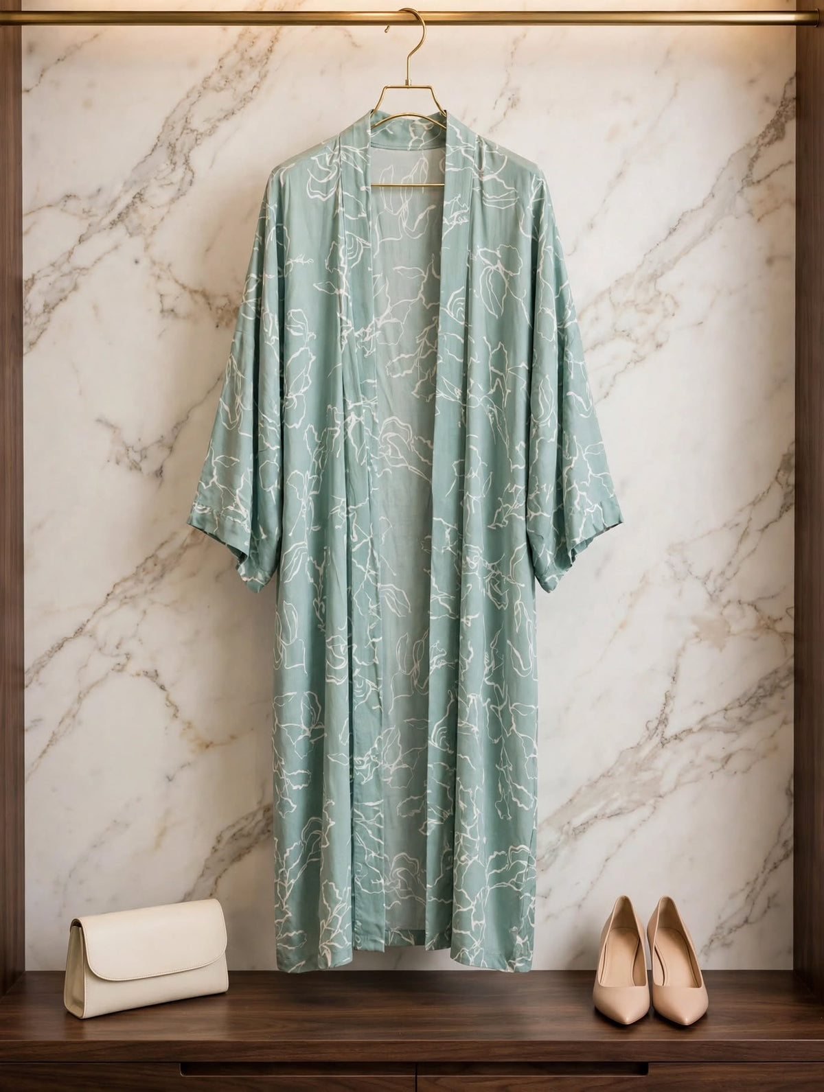 REAL Woman Long Sage Floral Kimono - Size 2XL